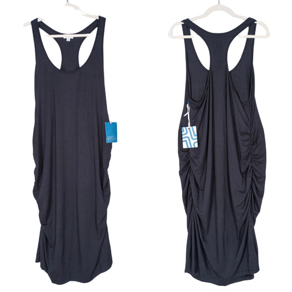 MARKET & SPRUCE Stitch Fix Black Ren Maternity Racerback Midi Dress Women's 2X - Picture 2 of 6